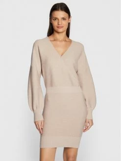 Morgan Γυναίκες Πλεκτά Φορέματα Φόρεμα υφασμάτινο 222-RMLISA Μπεζ Fitted Fit