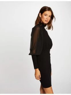 Morgan Γυναίκες Πλεκτά Φορέματα Φόρεμα υφασμάτινο 212-RMLUNE Μαύρο Regular Fit