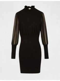 Morgan Γυναίκες Πλεκτά Φορέματα Φόρεμα υφασμάτινο 212-RMLUNE Μαύρο Regular Fit -Εξοδος Morgan Κατάστημα unnamed file 1013