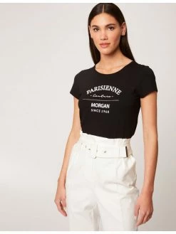 Morgan Γυναίκες T-shirts T-Shirt 212-DEMOA Μαύρο Regular Fit
