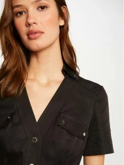 Morgan Γυναίκες Φορέματα σε Στυλ Πουκάμισο & Σεμιζιέ Φόρεμα πουκάμισο 212-RVANYA Μαύρο Slim Fit -Εξοδος Morgan Κατάστημα unnamed file 1228