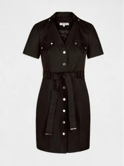 Morgan Γυναίκες Φορέματα σε Στυλ Πουκάμισο & Σεμιζιέ Φόρεμα πουκάμισο 212-RVANYA Μαύρο Slim Fit -Εξοδος Morgan Κατάστημα unnamed file 1229