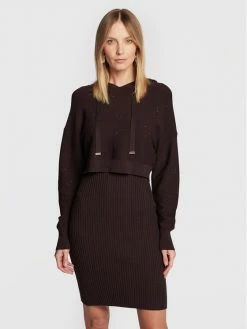 Morgan Γυναίκες Πλεκτά Φορέματα Φόρεμα υφασμάτινο 222-RMAIA Καφέ Slim Fit