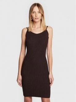 Morgan Γυναίκες Πλεκτά Φορέματα Φόρεμα υφασμάτινο 222-RMAIA Καφέ Slim Fit -Εξοδος Morgan Κατάστημα unnamed file 135