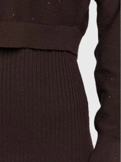 Morgan Γυναίκες Πλεκτά Φορέματα Φόρεμα υφασμάτινο 222-RMAIA Καφέ Slim Fit -Εξοδος Morgan Κατάστημα unnamed file 137