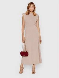 Morgan Γυναίκες Πλεκτά Φορέματα Φόρεμα υφασμάτινο 221-RMANGUE Μπεζ Regular Fit -Εξοδος Morgan Κατάστημα unnamed file 1517