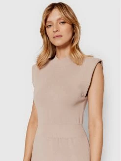 Morgan Γυναίκες Πλεκτά Φορέματα Φόρεμα υφασμάτινο 221-RMANGUE Μπεζ Regular Fit -Εξοδος Morgan Κατάστημα unnamed file 1519