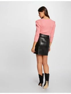 Morgan Γυναίκες Mini Φούστα από απομίμηση δέρματος 221-JENNY Μαύρο Regular Fit -Εξοδος Morgan Κατάστημα unnamed file 1566