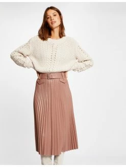 Morgan Γυναίκες Midi Φούστα από απομίμηση δέρματος 202-JPLISS Ροζ Regular Fit