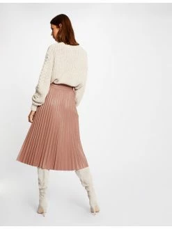 Morgan Γυναίκες Midi Φούστα από απομίμηση δέρματος 202-JPLISS Ροζ Regular Fit -Εξοδος Morgan Κατάστημα unnamed file 1571