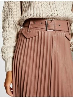 Morgan Γυναίκες Midi Φούστα από απομίμηση δέρματος 202-JPLISS Ροζ Regular Fit -Εξοδος Morgan Κατάστημα unnamed file 1572