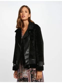 Morgan Γυναίκες Γούνες & Πανωφόρια από προβιά Δέρμα προβάτου 212-GALAC Μαύρο Regular Fit