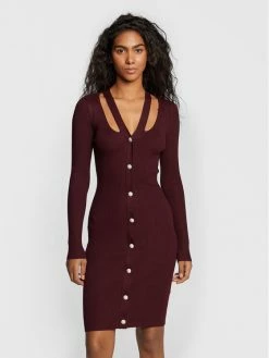 Morgan Γυναίκες Πλεκτά Φορέματα Φόρεμα υφασμάτινο 222-RMILLIA Μπορντό Slim Fit