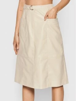 Morgan Γυναίκες Midi Φούστα από απομίμηση δέρματος 212-JILIAN Μπεζ Regular Fit