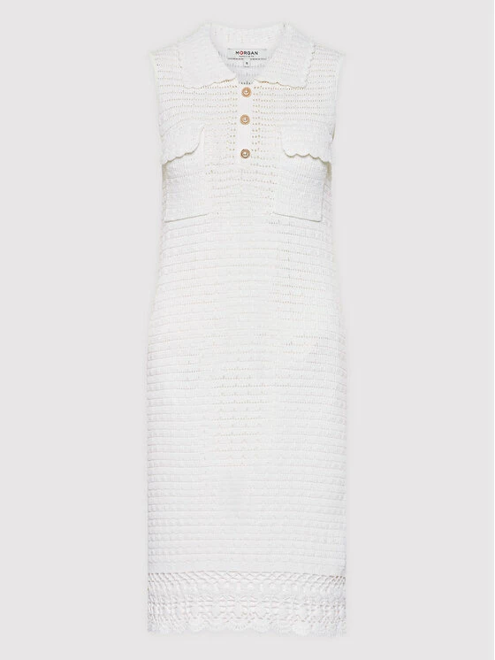 Morgan Γυναίκες Πλεκτά Φορέματα Φόρεμα υφασμάτινο 221-RMCORI Λευκό Slim Fit 7 Morgan Γυναίκες Πλεκτά Φορέματα Φόρεμα υφασμάτινο 221-RMCORI Λευκό Slim Fit - Image 5