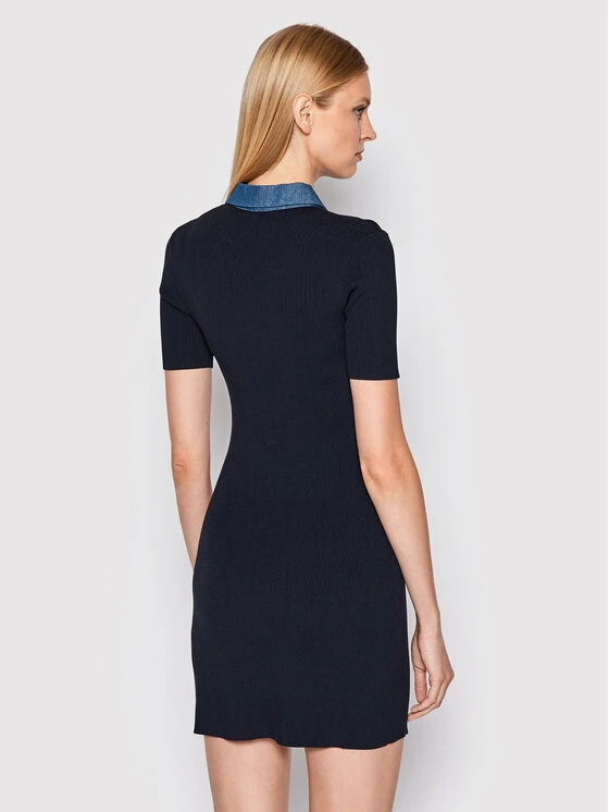 Morgan Γυναίκες Πλεκτά Φορέματα Φόρεμα υφασμάτινο 221-RMISA Σκούρο μπλε Slim Fit 5 Morgan Γυναίκες Πλεκτά Φορέματα Φόρεμα υφασμάτινο 221-RMISA Σκούρο μπλε Slim Fit - Image 3