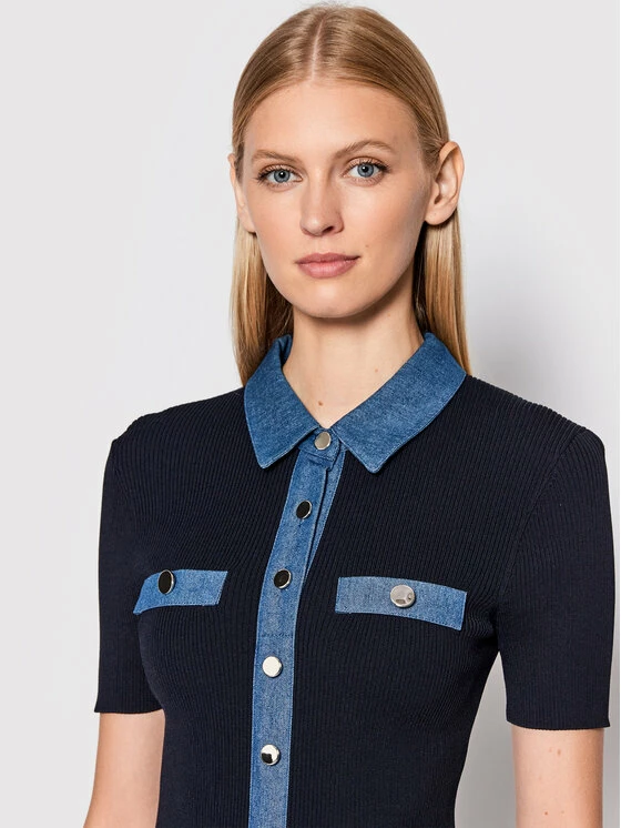 Morgan Γυναίκες Πλεκτά Φορέματα Φόρεμα υφασμάτινο 221-RMISA Σκούρο μπλε Slim Fit 6 Morgan Γυναίκες Πλεκτά Φορέματα Φόρεμα υφασμάτινο 221-RMISA Σκούρο μπλε Slim Fit - Image 4