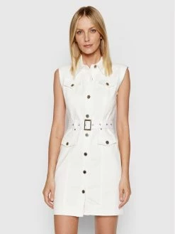 Morgan Γυναίκες Φορέματα σε Στυλ Πουκάμισο & Σεμιζιέ Φόρεμα τζιν 221-ROUKY1 Λευκό Regular Fit