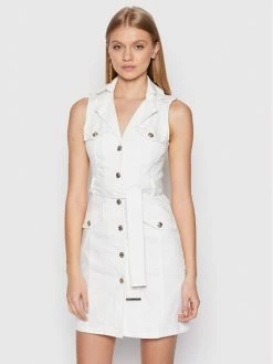 Morgan Γυναίκες Τζιν Φορέματα Φόρεμα τζιν 221-RYEAH1 Λευκό Regular Fit