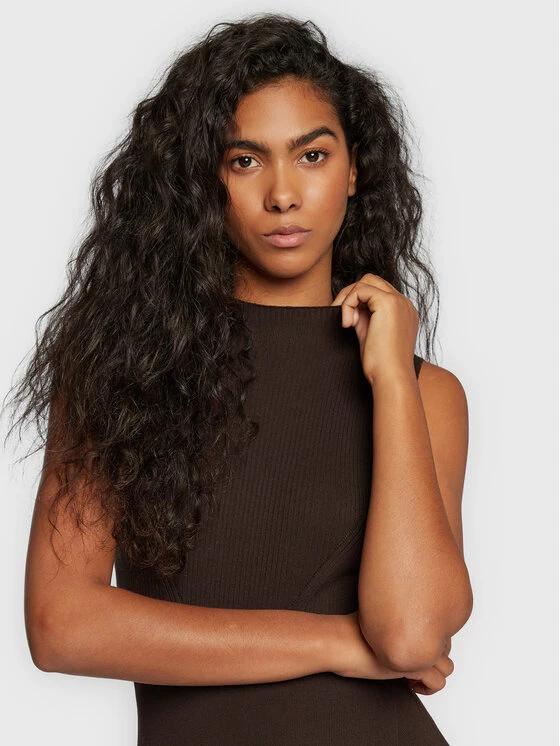 Morgan Γυναίκες Πλεκτά Φορέματα Φόρεμα υφασμάτινο 222-RMIMI Καφέ Slim Fit 6 Morgan Γυναίκες Πλεκτά Φορέματα Φόρεμα υφασμάτινο 222-RMIMI Καφέ Slim Fit - Image 4