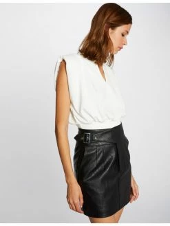 Morgan Γυναίκες Mini Φούστα από απομίμηση δέρματος 212-JACKIE Μαύρο Slim Fit