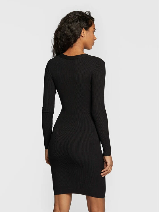 Morgan Γυναίκες Πλεκτά Φορέματα Φόρεμα υφασμάτινο 222-RMILLIA Μαύρο Slim Fit 5 Morgan Γυναίκες Πλεκτά Φορέματα Φόρεμα υφασμάτινο 222-RMILLIA Μαύρο Slim Fit - Image 3