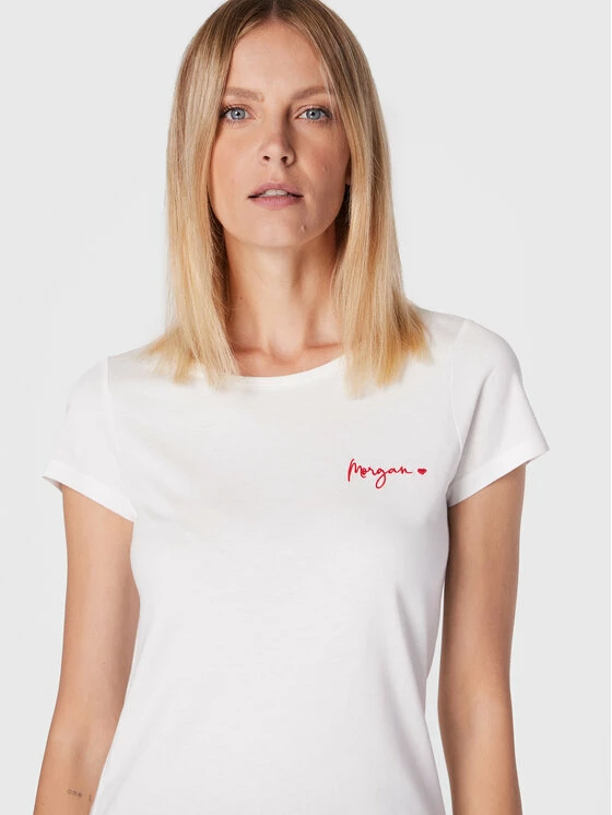 Morgan Γυναίκες T-shirts T-Shirt 222-DCOEUR Λευκό Regular Fit 6 Morgan Γυναίκες T-shirts T-Shirt 222-DCOEUR Λευκό Regular Fit - Image 4