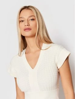 Morgan Γυναίκες Πλεκτά Φορέματα Φόρεμα υφασμάτινο 221-RMOLI Μπεζ Slim Fit -Εξοδος Morgan Κατάστημα unnamed file 721