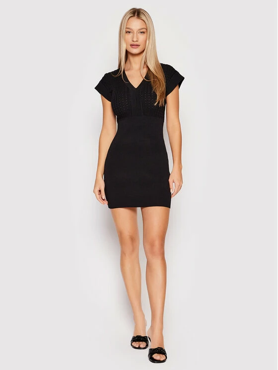 Morgan Γυναίκες Πλεκτά Φορέματα Φόρεμα υφασμάτινο 221-RMOLI Μαύρο Slim Fit 4 Morgan Γυναίκες Πλεκτά Φορέματα Φόρεμα υφασμάτινο 221-RMOLI Μαύρο Slim Fit - Image 2