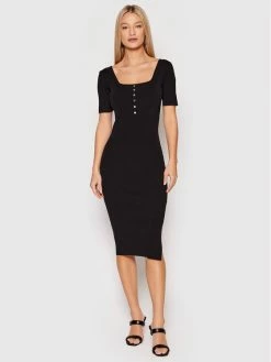 Morgan Γυναίκες Πλεκτά Φορέματα Φόρεμα υφασμάτινο 221-RMSUN Μαύρο Slim Fit