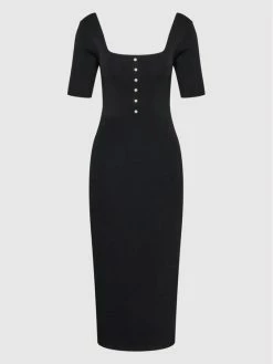 Morgan Γυναίκες Πλεκτά Φορέματα Φόρεμα υφασμάτινο 221-RMSUN Μαύρο Slim Fit -Εξοδος Morgan Κατάστημα unnamed file 737