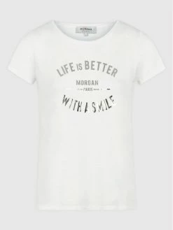 Morgan Γυναίκες T-shirts T-Shirt 221-DSMILE Λευκό Regular Fit -Εξοδος Morgan Κατάστημα unnamed file 824