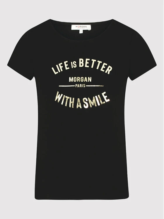 Morgan Γυναίκες T-shirts T-Shirt 221-DSMILE Μαύρο Regular Fit 7 Morgan Γυναίκες T-shirts T-Shirt 221-DSMILE Μαύρο Regular Fit - Image 5