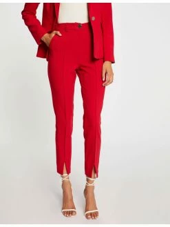 Morgan Γυναίκες Υφασμάτινα Παντελόνια Παντελόνι υφασμάτινο 212-PDORA.F Κόκκινο Regular Fit