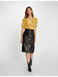 Morgan Γυναίκες Midi Φούστα από απομίμηση δέρματος 212-JILIAN Μαύρο Regular Fit