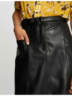 Morgan Γυναίκες Midi Φούστα από απομίμηση δέρματος 212-JILIAN Μαύρο Regular Fit -Εξοδος Morgan Κατάστημα unnamed file 925