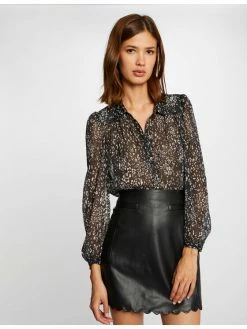 Morgan Γυναίκες Mini Φούστα από απομίμηση δέρματος 212-JOANE Μαύρο Regular Fit