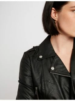 Morgan Γυναίκες Δερμάτινα Μπουφάν Μπουφάν από απομίμηση δέρματος 202-GRAMMO.N Μαύρο Regular Fit -Εξοδος Morgan Κατάστημα unnamed file 937