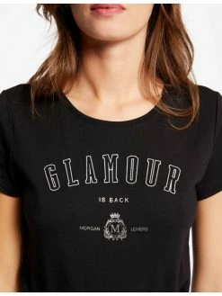 Morgan Γυναίκες T-shirts T-Shirt 212-DMOUR Μαύρο Slim Fit -Εξοδος Morgan Κατάστημα unnamed file 949